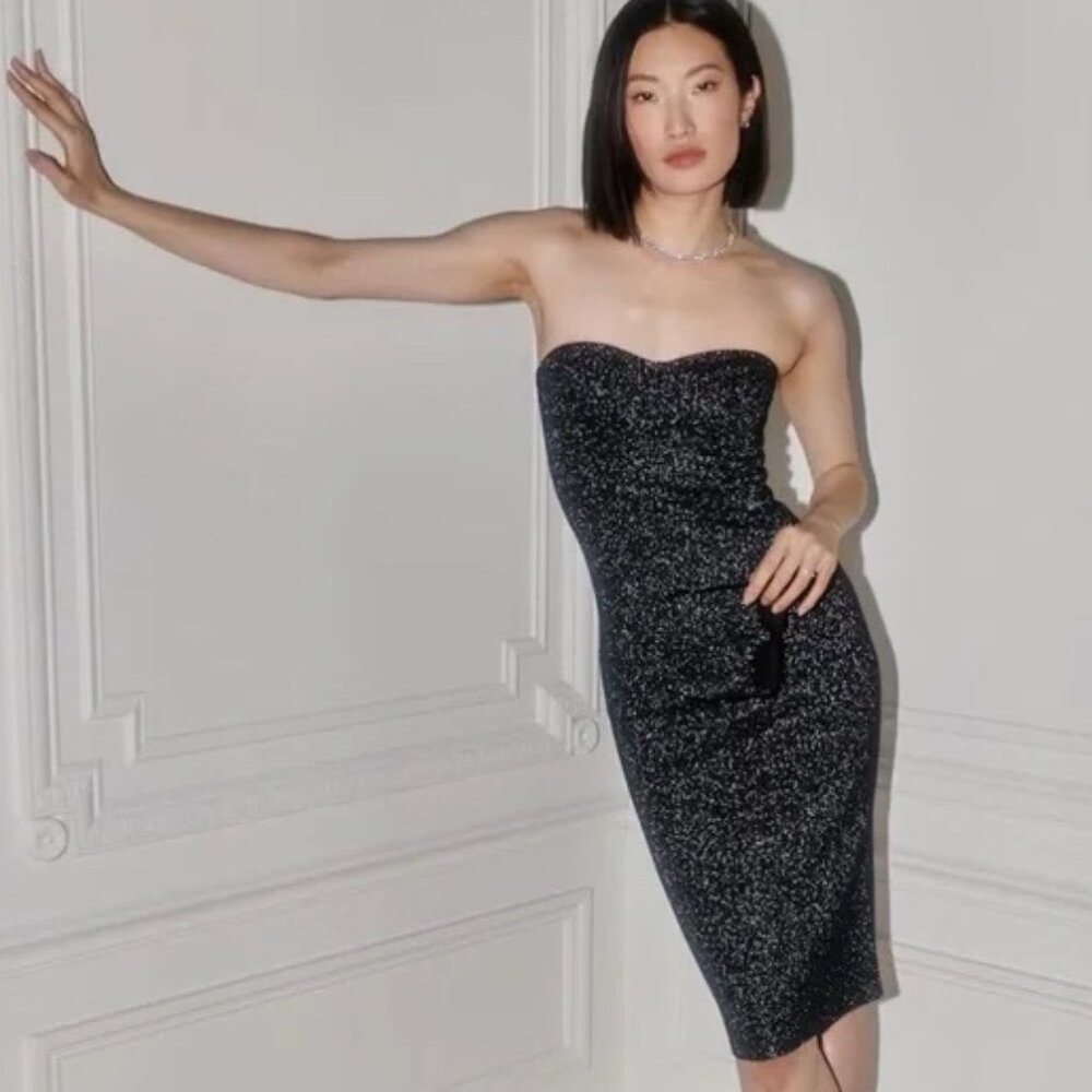 NWT XXSP Abercrombie Strapless Sparkly Midi Dress